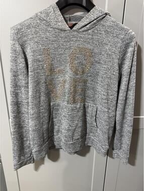 Cozy Grey SJS Hoodie with Sparkly LOVE Bling - Size L